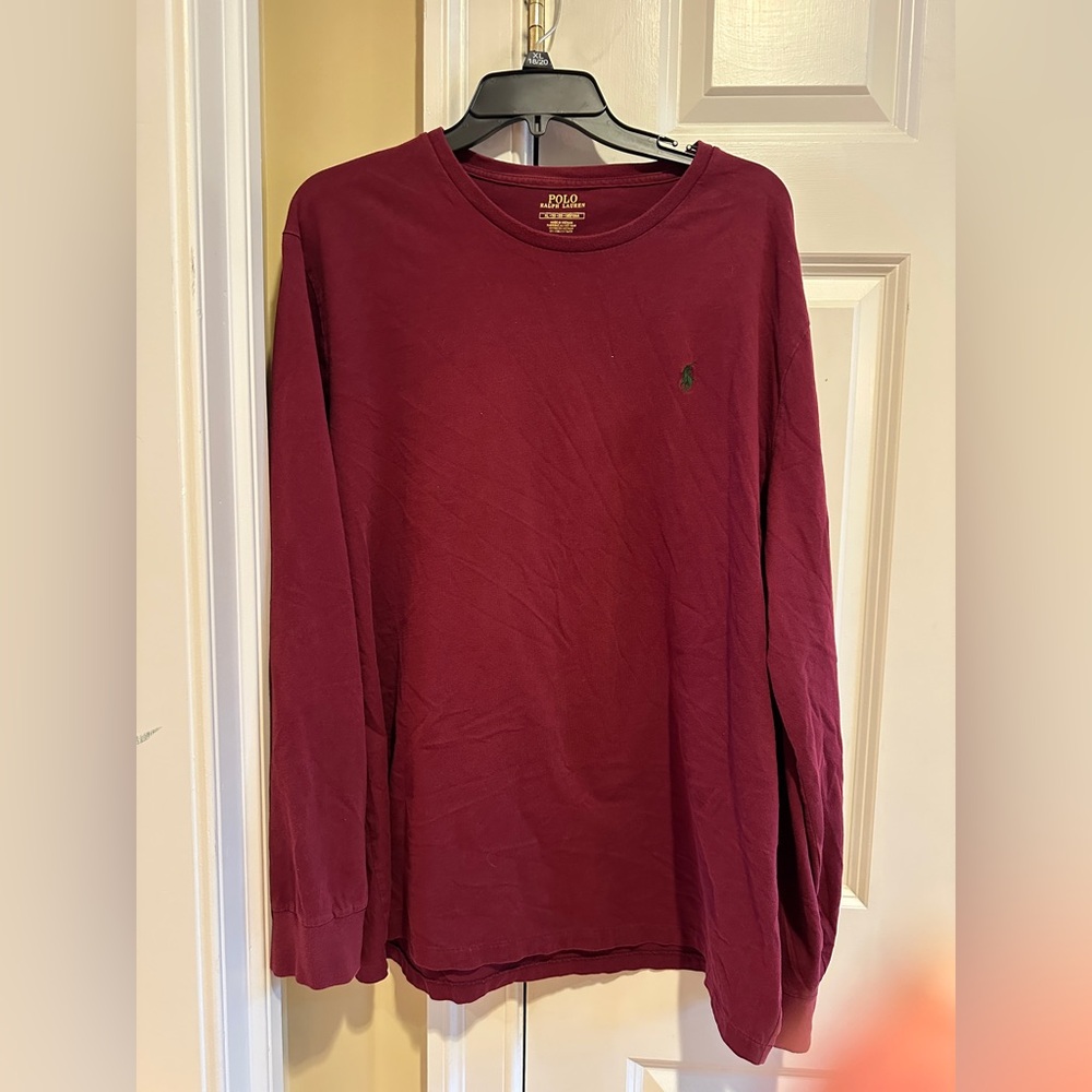 Polo Ralph Lauren Men’s XL Burgundy Long Sleeve Logo Tee
